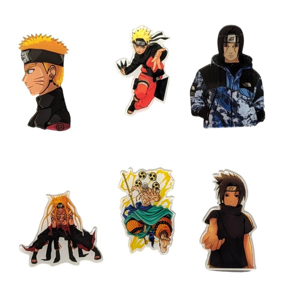 Naruto Anime Acrylic Pins Set of 6 NEW